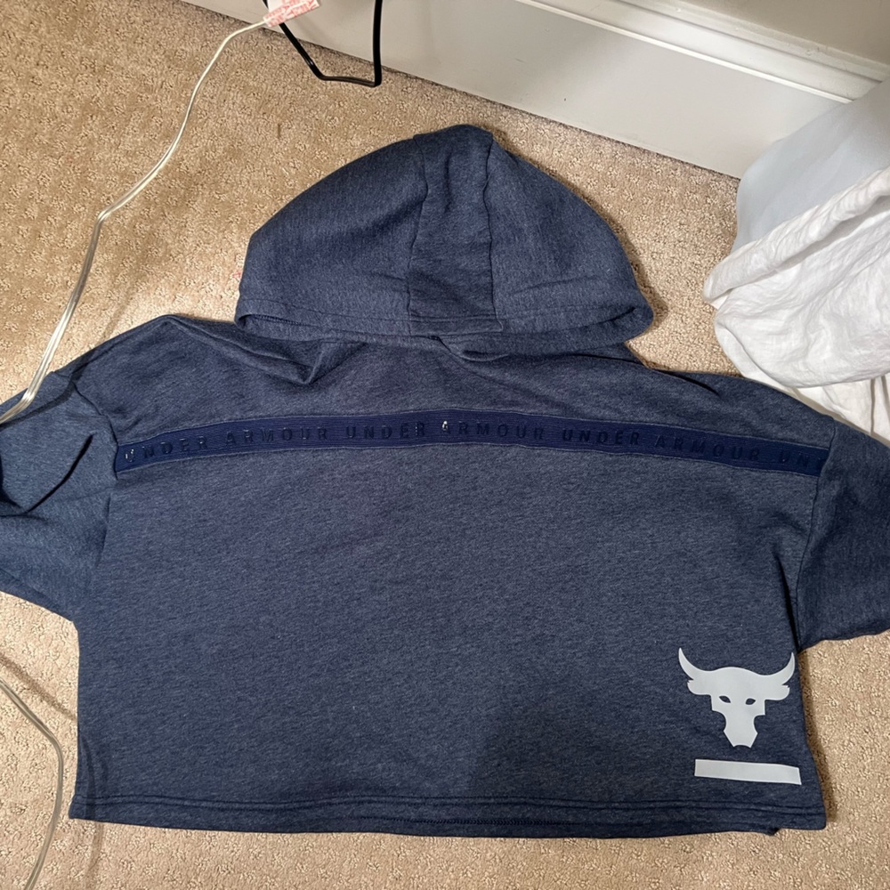 Cozy Under Armor- The Rock- Navy Cropped Hoodie
